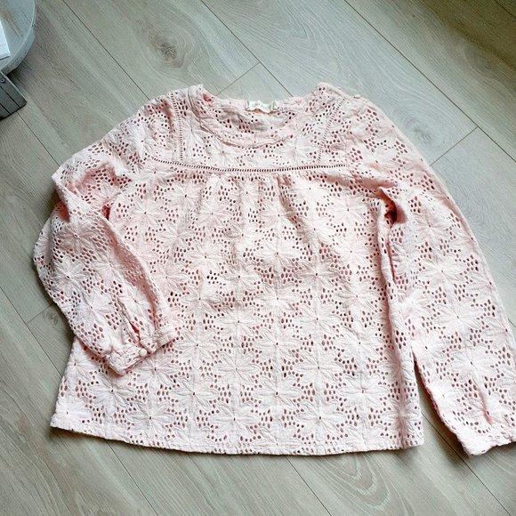 Pink embroidered blouse with long sleeves - Picture 1 of 3